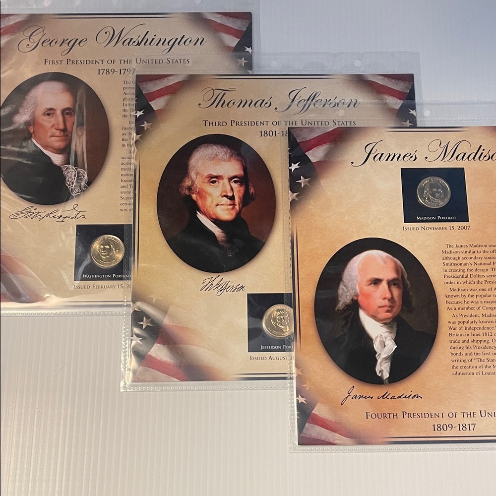 1st, 3rd and 4th Presidential Collectible Cards